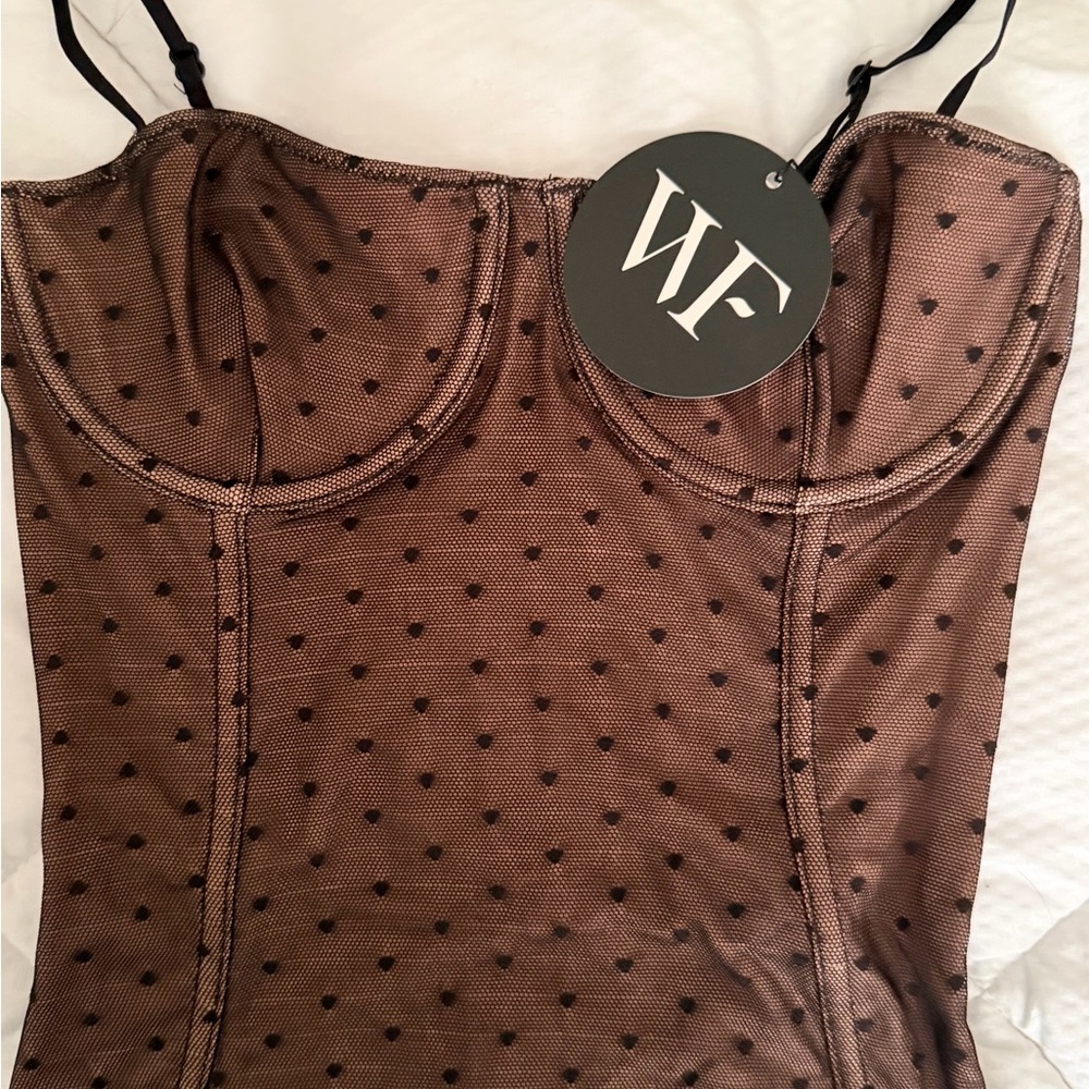 White Fox Boutique Polka Dot Bustier Bodysuit